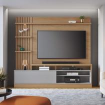 Estante Rack para TV 65 Polegadas com Detalhe Ripado e Iluminação Led 200cm Colibri Estante Rack para TV 65 Polegadas com Detalhe Ripado e Iluminação Led 200cm Colibri