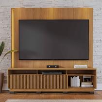 Estante Rack para TV 75 Polegadas com Iluminação Led e detalhe Ripado 200cm Colibri Estante Rack para TV 75 Polegadas com Iluminação Led e detalhe Ripado 200cm Colibri