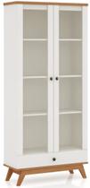 Estante Retro Joia com 1 Gaveta Porta de Vidro cor Off White com Freijo - 47477
