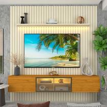 Estante Ripado Home para Tv 84 Polegadas Ripada 3 Portas com Led 228,8cm 100% Mdf Nobre/luminare