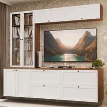 Estante Sala De Estar Com Rack + Cristaleira 230cm Vik Madesa 01 Rustic-branco Estante Sala De Estar Com Rack + Cristaleira 230cm Vik Madesa 01 Rustic-branco
