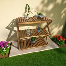 Estante Sanfonada Multiuso Dobrável 3 Prateleiras Floreira de Madeira - Maju Estante Sanfonada Multiuso Dobrável 3 Prateleiras Floreira de Madeira - Maju