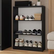 Estante Sapateira 3 Prateleiras Sem Portas Preto Madesa Estante Sapateira 3 Prateleiras Sem Portas Preto Madesa