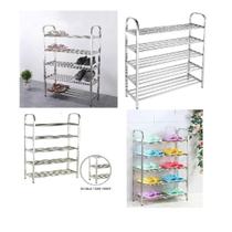 Estante sapateira desmontável organizador em plástico e inox com 5 prateleiras para 15 pares Estante sapateira desmontável organizador em plástico e inox com 5 prateleiras para 15 pares