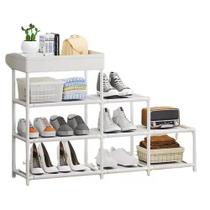 Estante sapateira modular 8 nichos cesto porta treco multiuso 4 andares organizador casa quarto sala branco