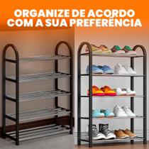Estante sapateira organizadora 5 andares multiuso para 10 pares de sapatos resistente preta