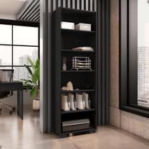 Estante Sevilha Preto Trama 188cm Para Livros E Decoração Multiuso Aberta