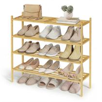 Estante SONGMICS de Bambu com 4 Níveis Empilháveis para Sapatos