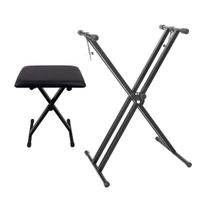 Estante suporte de piano digital teclado duplo e banqueta Estante suporte de piano digital teclado duplo e banqueta