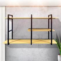 Estante suspensa para escritório, sala e cozinha com design moderno e elegante com ferro e madeira Estante suspensa para escritório, sala e cozinha com design moderno e elegante com ferro e madeira