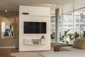 Estante Suspenso New Monte Carlo Para TV até 65 Polegadas - Calacata e Off White - Madetec
