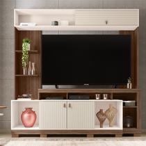 Estante TV 65 Pol 200cm Sala de Estar Olevi Nogueira/Off White C01 - D'Rossi Estante TV 65 Pol 200cm Sala de Estar Olevi Nogueira/Off White C01 - D'Rossi