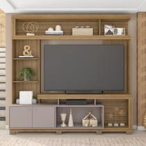 Estante TV 70 Pol 210cm Sala de Estar Mirel Bege Amarelado/Cinza C01 - D'Rossi