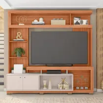 Estante TV 70 Pol 210cm Sala de Estar Mirel Freijó/Off White C01 - D'Rossi Estante TV 70 Pol 210cm Sala de Estar Mirel Freijó/Off White C01 - D'Rossi