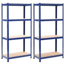 Estantes de almacenamiento vidaXL de acero y MDF, 4 niveles, azul, capacidad 36 kg por nivel