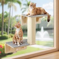 Estantes Dobles para Gatos Pecute con Poste para Rascar para Pared/Ventana