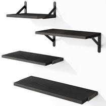 Estantes Flotantes YGEOMER para Pared Negro (Juego de 4)