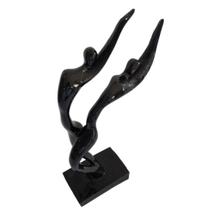 Estátua Abstrato Casal Resina Preto