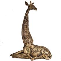 Estátua Animal Girafa Estatueta Dourada 03036