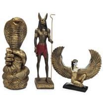Estátua Anubis Deus Submundo Isis Deusa Egipcia Cobra Naja - M3 Decoração