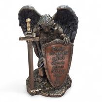 Estátua Arcanjo Miguel Salmo 144:1 Guerreiro Ajoelhado 21 cm Estátua Arcanjo Miguel Salmo 144:1 Guerreiro Ajoelhado 21 cm