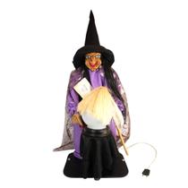 Estátua Bruxa Rhelga com Iluminação e Base de Madeira - Decoração Mágica 92cm