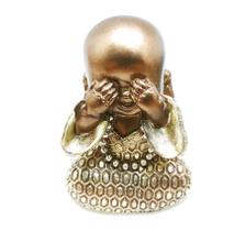 Estátua Buda Ceguinho Estatueta Monge 9 cm Dourado