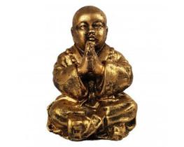 Estatua Buda Chinês Rezando Ouro Velho 8 cm monge sorte