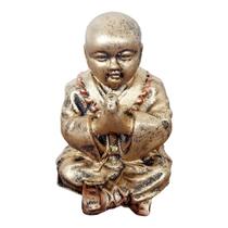 Estatua Buda Chinês Rezando Ouro Velho 8 cm monge sorte