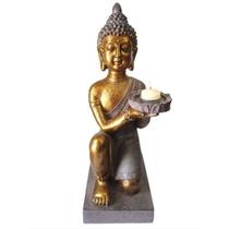 Estátua buda com castiçal Resina 44cm