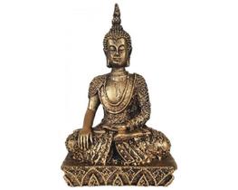 Estatua Buda Hindu resina c/ Base Ouro Velho 16 cm decoração