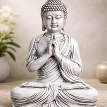 Estátua Buda Hindu Resina Premium Decoração Luxo Xxg 47 Cm ! Branco Acizentado Estátua Buda Hindu Resina Premium Decoração Luxo Xxg 47 Cm ! Branco Acizentado