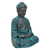 Estátua Buda Hindu Tailandês Resina Enfeite Turquesa Bronze - M3 Decoração