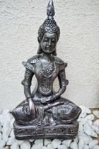 Estátua Buda Metalizada Imagem em gesso pintada à mão 42 cm de altura - O Santo Bateu