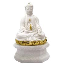 Estátua Buda Resina Branca com Dourado (28cm) - Luxo Estátua Buda Resina Branca com Dourado (28cm) - Luxo