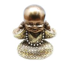 Estátua Buda Surdinho Estatueta Monge 9 cm Dourado