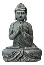 Estatua Buda Tailandes Orando Cinza Concreto Em Resina 46cm Decoração de Jardim