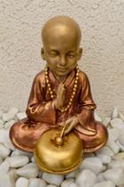 Estátua Buda Tambor Imagem em gesso pintada à mão 24 cm de altura - O Santo Bateu