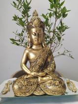 Estátua Buda Tibetano Hindu Sidarta Meditação Dourado Decoração
