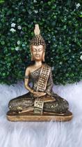 Estatua Buda Tibetano Hindu Sidarta Meditação Pedrarias Dourado Prata Decoração Sala - Arte & Decoração