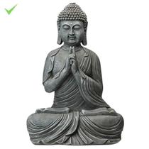 Estatua Buda Tibetano Orando Cinza Concreto Zen Resina 46cm Estatua Buda Tibetano Orando Cinza Concreto Zen Resina 46cm