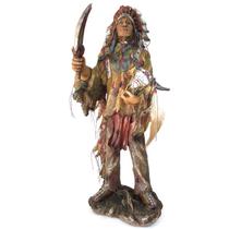 Estatua Cacique Sioux 53cm Indio Norte Americano Luxo Resina Estatua Cacique Sioux 53cm Indio Norte Americano Luxo Resina