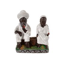 Estátua Casal de Pretos Velhos Pequena em Resina