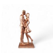 Estátua Casal Romântico em Gesso Rose 25cm Decoração Elegante e Minimalista VÁRIAS VARIEDADES