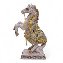 Estátua Cavalo Branco e Dourado Força Espiritual Total 24 cm Estátua Cavalo Branco e Dourado Força Espiritual Total 24 cm