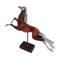 Estátua Cavalo LUXO Pintura Amadeirada e Detalhes Silver