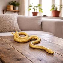 Estátua Cobra Serpente Escultura Decorativa Casa em Resina Dourado