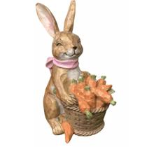 Estatua Coelho da Pascoa Com Cenourinhas Decoração em Resina de 23 CM Estatua Coelho da Pascoa Com Cenourinhas Decoração em Resina de 23 CM