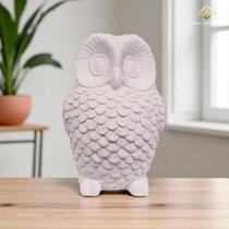 Estátua Coruja Abacaxi 25 Cm Gesso Peça Decorativa Para Estilo Rústico Boho Ou Minimalista AVB DECOR