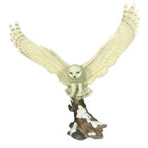 Estátua Coruja da Sabedoria em Resina e Porcelana - 32cm